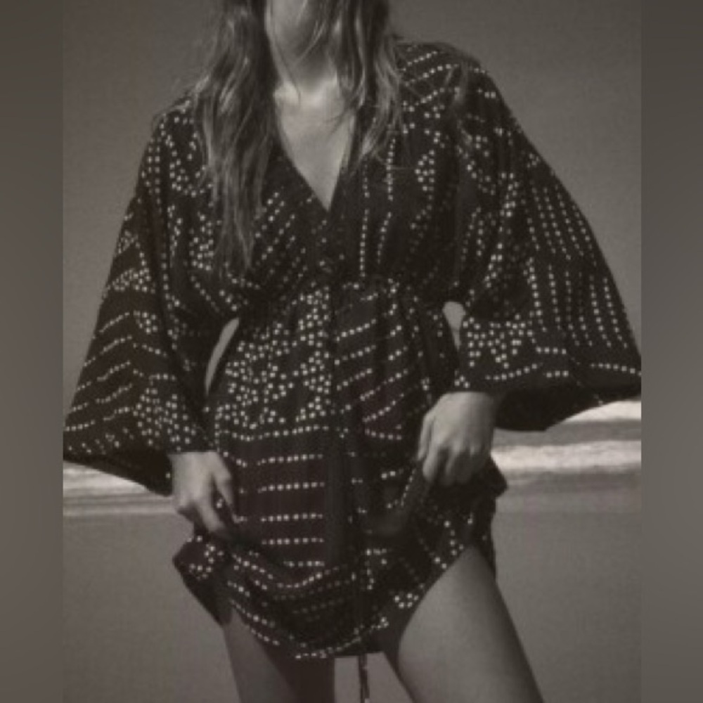 Zara Kaftan Wide Sleeve Mini Dress